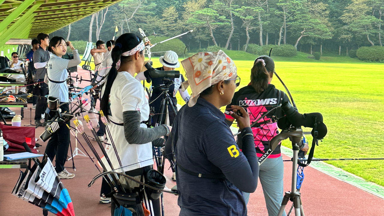 Archers practicing at the venue