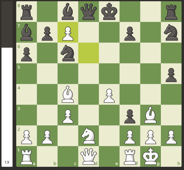 The pawn placed on C7